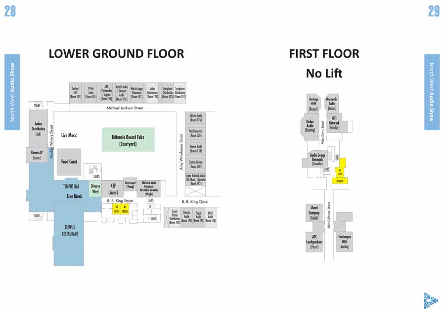 NWAS is an easy to navigate HiFi show. The floorplans and brand lists are below so you can start planning your visit.
You will also receive a physical show guide when you enter the show, plus there is loads of signage and staff on hand to help you find your way around.
See you at the weekend at Cranage 2026!