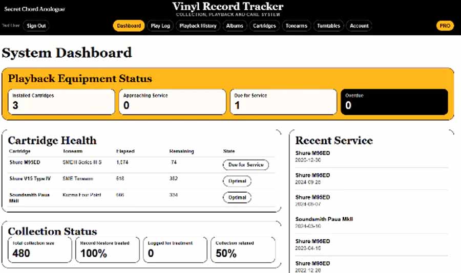 Secret Chord Analogue Vinyl Record Tracker System